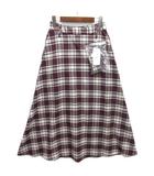 アーバンリサーチ URBAN RESEARCH チェック フレア ロング スカート ベルト付き バーガンディ F