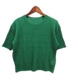 ヒューマンウーマン HUMAN WOMAN ウェーブ ニット Tシャツ 半袖 プルオーバー グリーン 緑 M 0774170404