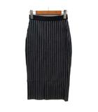 セオリー Theory ストライプ ニット タイト スカート ミディ丈 ウエストゴム LUSTRATE STRAIGHT SKIRT ブラック 黒 P 新品同様