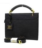  新品同様 ペレボルサ PELLE BORSA ウェーブレザー 2WAY ハンドバッグ ショルダーストラップ付 ブラック ゴールド金具