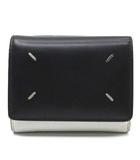 メゾンマルジェラ Maison Margiela 4ステッチ 三つ折り 財布 レザー コンパクト ウォレット SA3UI0017 P5787 HA202 バイカラー ブラック ホワイト ☆AA★