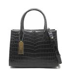  Hcp社製 マット クロコダイル 2WAY ハンドバッグ ショルダー付き グレー 新品同様