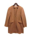 ドレスキップ DRESKIP ノーカラー コート ウール混 ブラウン 茶 M