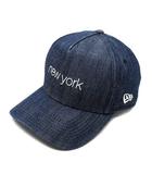 new york 刺繍 デニム キャップ スナップバック 帽子 インディゴ