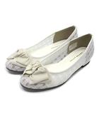 ジェリービーンズ JELLY BEANS シアー チェック リボン パンプス ラウンドトゥ ホワイト 白 22.5cm 新品同様