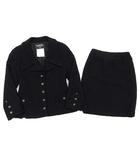 シャネル CHANEL ツイード スカート スーツ 上下 セットアップ ココボタン ココマーク釦 ジャケット ブラック 黒 38 P03329 94P ヴィンテージ 美品