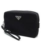 プラダ PRADA トライアングルロゴ RE-NYLON ナイロン ポーチ ストラップ付 1NS021 R067 F0002 ブラック 黒 RFID 美品