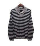 コムサイズム COMME CA ISM ボーダー ショールカラー ニット セーター 長袖 グレー ネイビー M