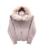 レッセパッセ LAISSE PASSE 短丈 ニット パーカー ジップ ファー フード パール ピンク 38 美品