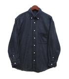 ジーユー GU デニム オーバーサイズ シャツ ボタンダウン ネイビー 紺 S 331-342948