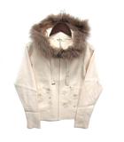 レッセパッセ LAISSE PASSE 短丈 ニット パーカー フラワー ファー フード ライトベージュ 38