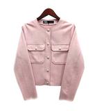 ザラ ZARA フェイクスウェード ノーカラー ジャケット イカリボタン ピンク S 3046/036/622