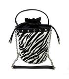 ラバガジェリー LA BAGAGERIE ゼブラ柄 2WAY チェーン ショルダーバッグ バケツ型 ホワイト ブラック 白 黒