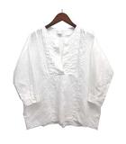 アーバンリサーチ ドアーズ URBAN RESEARCH DOORS リネン ピンタック Vネック ブラウス 長袖 ホワイト 白 F