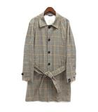  パルト PALTO バルトロメオ BARTOLOMEO ベルテッド ステンカラー コート チェック ベージュ 50 イタリア製