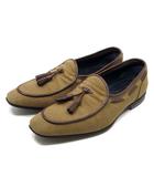 ステファノブランキーニ STEFANO BRANCHINI キャンバス レザー タッセル ローファー S4971 ベージュ ブラウン 6.5 約25cm イタリア製