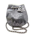 ロペ ROPE スパンコール 巾着 チェーン ショルダーバッグ シルバー