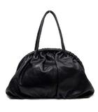 ヨーガンレール JURGEN LEHL メッシュ レザー ハンドル がま口 ハンドバッグ 手提げ ラウンドシェイブ ブラック 黒