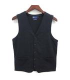 前後切替 ウール ニット ジレ ベスト ネイビー 紺 46
