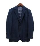 洗える テーラード ジャケット 2B 裏地チェック ネイビー 紺 S 51D20-312-29 春夏