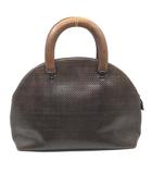 ヨーガンレール JURGEN LEHL ウッドハンドル メッシュ レザー ハンドバッグ ブラウン 茶