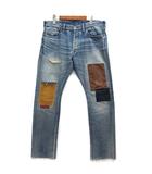 レッドイヤーポールスミス RED EAR PAUL SMITH コーデュロイ パッチワーク デニム パンツ セルビッチ ジーンズ ライトブルー XL