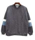 タケオキクチ TAKEO KIKUCHI tk. スエードタッチ 袖切替 プルオーバー Tシャツ カットソー 長袖 グレー M C01-39174