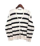 ザラ ZARA Vネック ルーズフィット ボーダー ニット カーディガン 長袖 ブラック S
