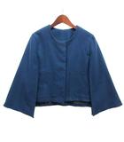 オキラク OKIRAKU スリットスリーブ コート ノーカラー ジャケット ブルー 青 XS