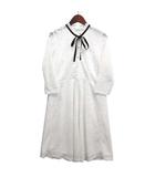 トッコ TOCCO 総レース リボンタイ ワンピース パールボタン ホワイト 白