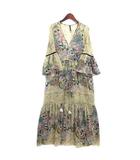 ロング シアー ペイズリー ワンピース 総柄 ベルスリーブ ベージュ M 2887/445/050