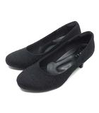  キレイ KiREi ツイード ラウンドトゥ パンプス ラメ ブラック 黒 23.5cm 3E 日本製