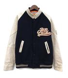 ハリウッドランチマーケット HOLLYWOOD RANCH MARKET ハイタンダード HIGH STANDARD 袖革 レザー スタジャン スタジアムジャケット ホワイト ネイビー 白 紺 L