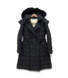 バーバリーブリット BURBERRY BRIT ベルテッド ダウンコート フォックスファー フード付き 3901399 ブラック 黒 S