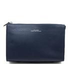 レザーライク サフィアーノ クラッチバッグ セカンドバッグ ネイビー 紺