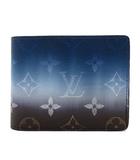 2026SS モノグラム ピグメント ポルトフォイユ スレンダー 二つ折り 財布 カード 札入れ M28006 ブルー グラデーション RFID