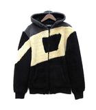 S-ALDY ボア フリース パーカー フーデッド ジャケット ブラック ベージュ XS