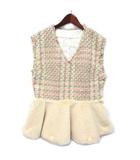 チェスティ Chesty ツイード ファー ペプラム トップス ベスト ピンク 1 22N601