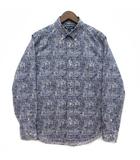 アクアスキュータム AQUASCUTUM 総柄 プリント ボタンダウン シャツ 長袖 スリムフィット SLIM FIT L 2200225010-36