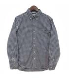 フォーワンセブンバイエディフィス 417byEDIFICE ギンガムチェック ボタンダウン シャツ 長袖 ネイビー ホワイト 紺 白 S