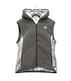メタリックタフタ リバーシブル ダウンベスト ボア ゴルフウェア D1-541720 シルバー グレー 4 美品
