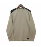 ショルダーチェック パールニット カットソー Tシャツ 長袖 ベージュ M 51P02-812