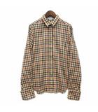 ダックス DAKS ハウスチェック シャツ コットン フライフロント 比翼ボタン 長袖 ベージュ L ドイツ製