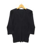 プリーツプリーズ PLEATS PLEASE イッセイミヤケ プリーツ Vネック カットソー 5分袖 ブラック 黒 3 PP43-JK452