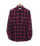 サンローラン パリ SAINT LAURENT PARIS エディ期 オンブレチェック シャツ 長袖 カットオフ 419979 レッド ブラック XS