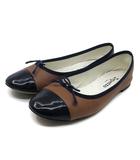 レペット Repetto フローラ Flora 2トーンコンビ レザー バレエ シューズ フラット リボン ブラウン ネイビー 茶 紺 40 約25cm フランス製