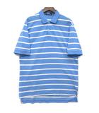 ポロ バイ ラルフローレン Polo by Ralph Lauren 鹿の子 ボーダー ポロシャツ 半袖 ワンポイント ブルー 青 L ☆AA★
