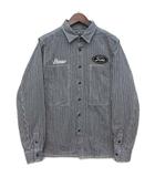 ステューシー STUSSY ヒッコリー ワークシャツ 長袖 Tribe ワッペン チェーン刺繍 インディゴ L
