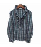 ナラカミーチェ NARA CAMICIE フリル チェック シャツ ブラウス 長袖 グレー クロアチア製