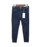 スキニー デニム パンツ ストレッチ カットオフ ジーンズ MID WAIST SKINNY ブルー 青 38 8197/810/401